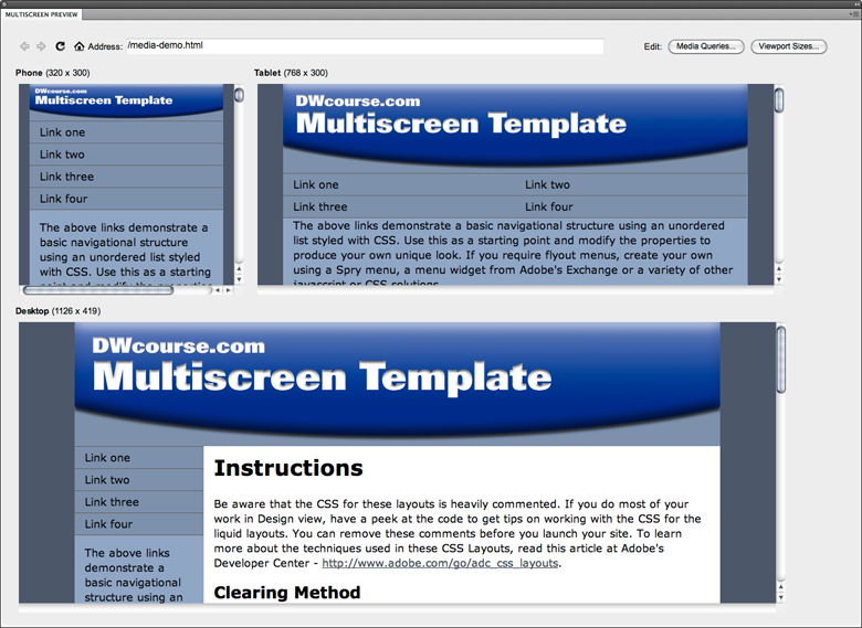 Multiscreen preview