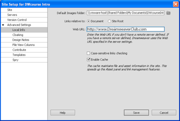 advanced settings - local info