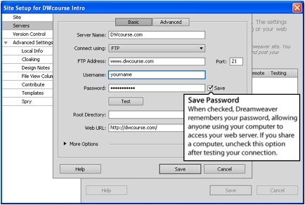 Basic tab of the Add Server dialog